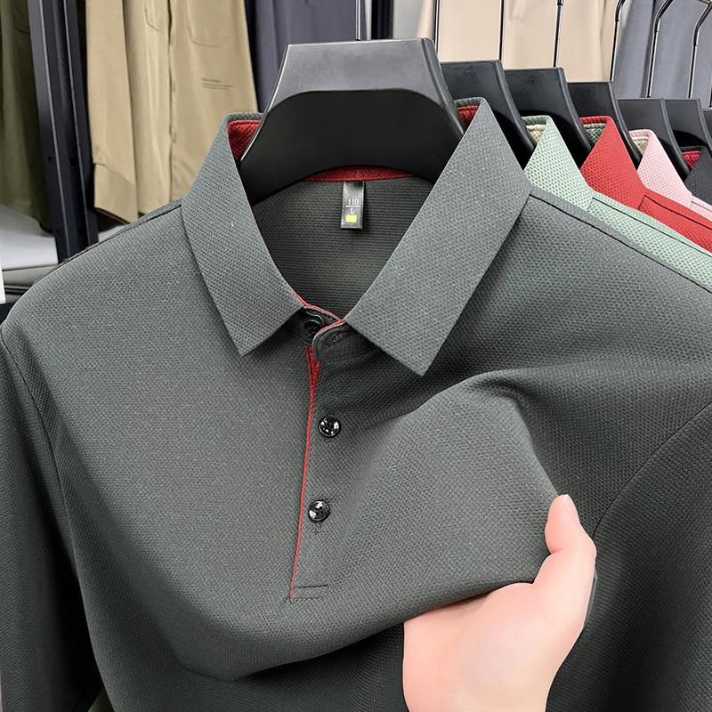 Men's Polo Shirt Men's Lapel Long-sleeved T-shirt Men's High-end Basic Bottoming Shirt Men's Clothing