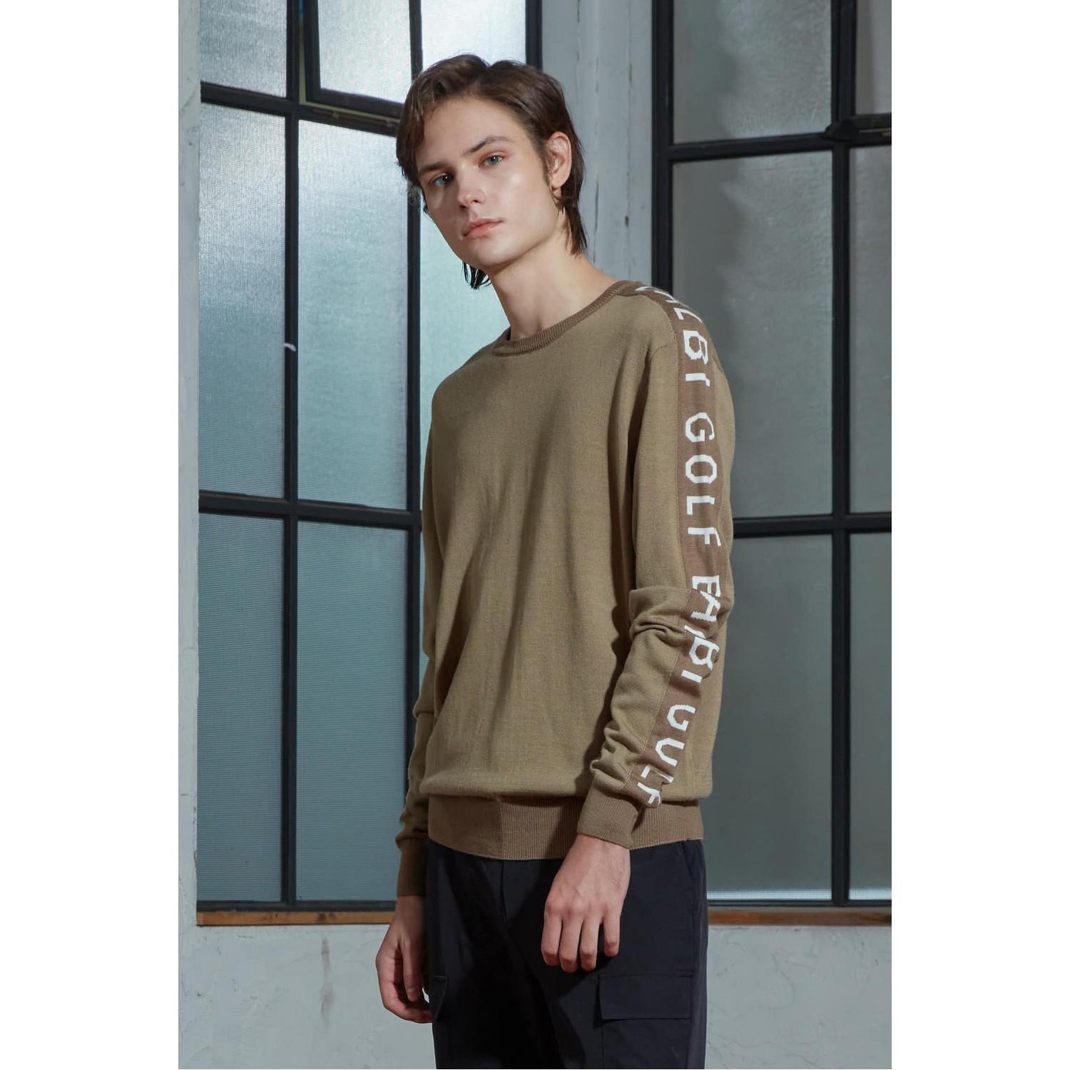 Balbi Lettering Color Block Jacquard Knit Sweater Brown/L