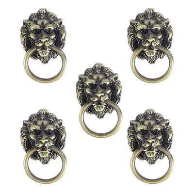 5Pcs Lion Head Pull Handles Zinc Alloy Cabinet Drawer Wardrobe Door Rings Vintage Decorative Furniture Pulls Rust