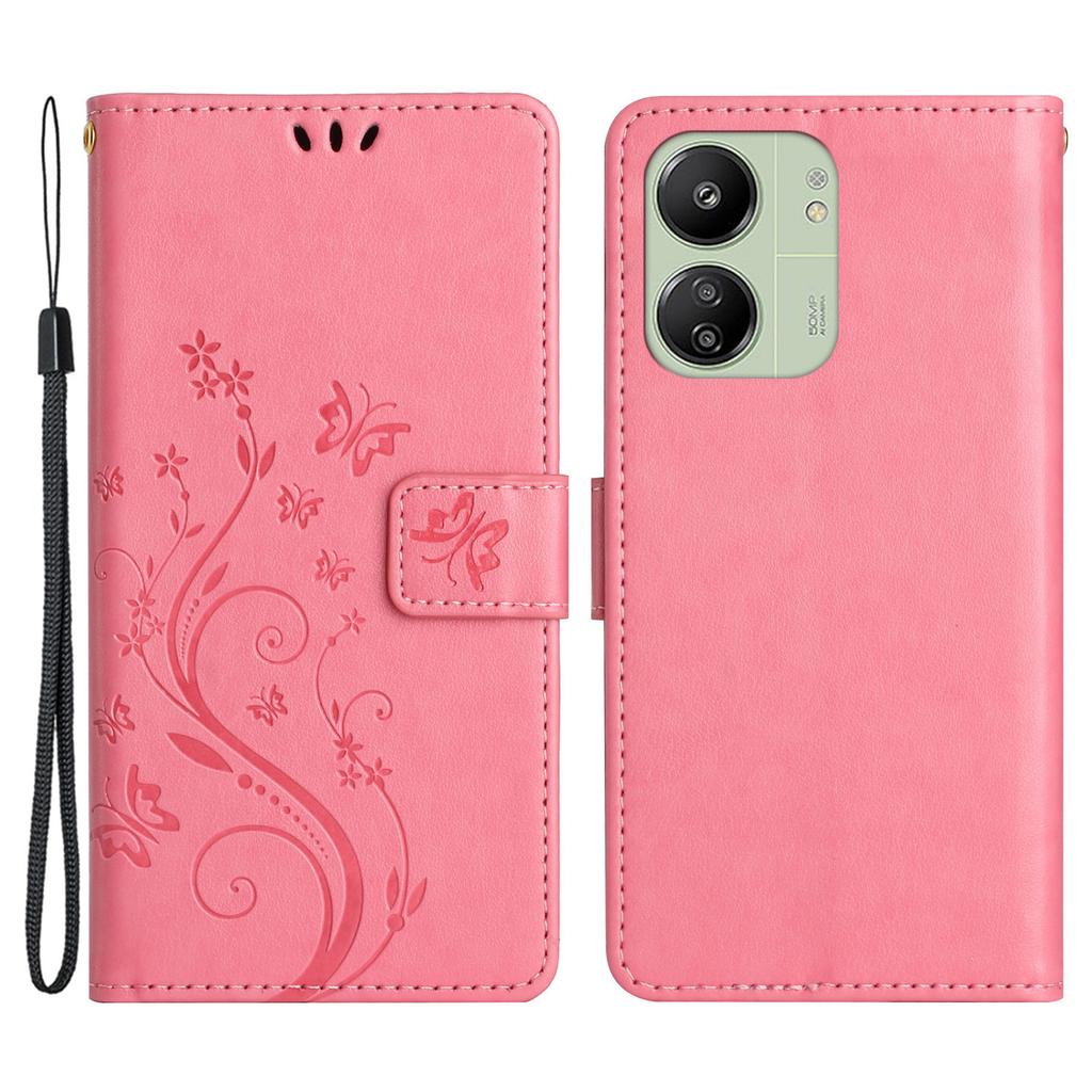For Xiaomi Redmi 13C 4G/5G/13R 5G/Poco M6 5G/Poco C65 4G Leather Case Butterfly Phone Wallet Cover