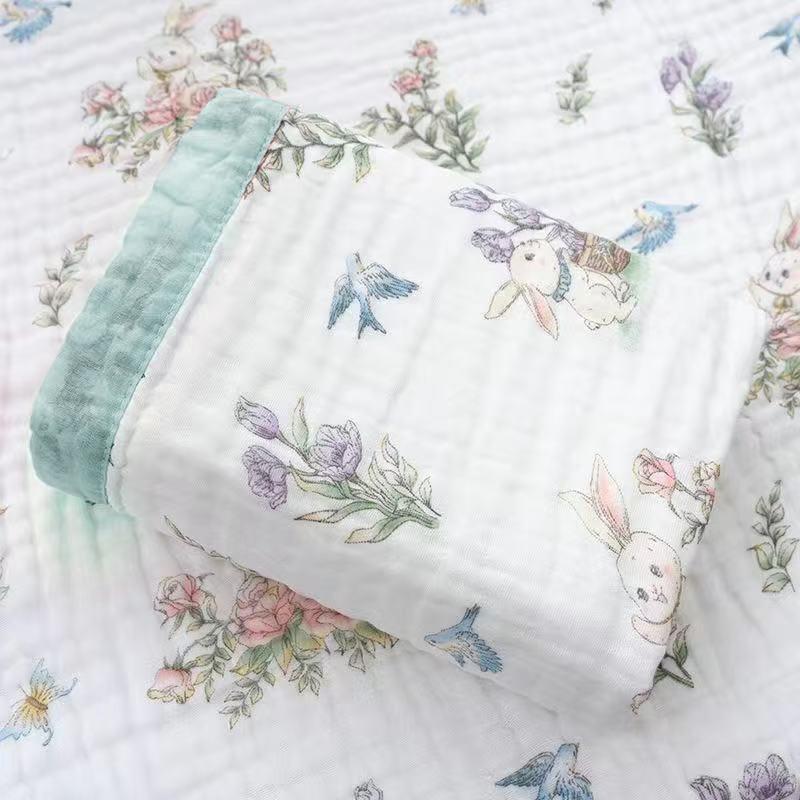 Baby Cotton Gauze Bath Towel Six-Layer High-Density Seersucker Children'S Quilt Baby Children'S Bath Towel Lunch Break Small Bag Towel