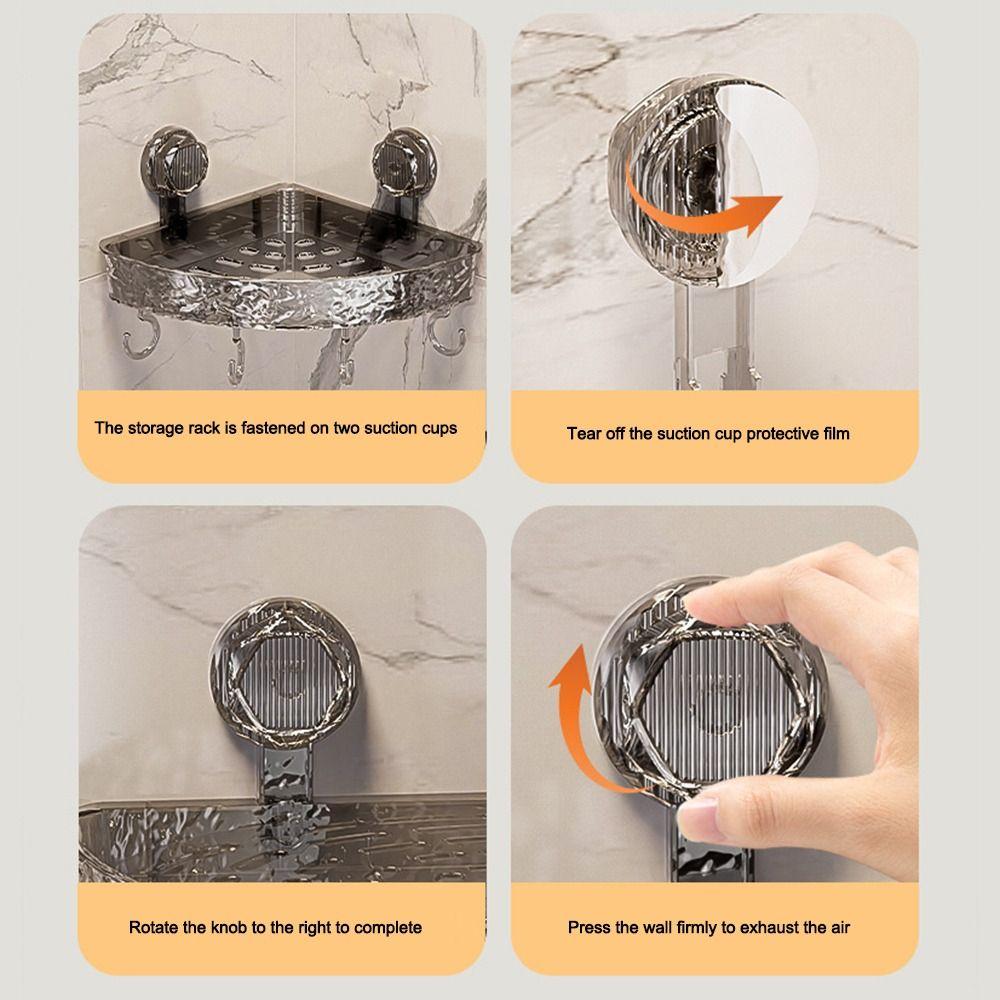No Drill Bathroom Shelves Suction Cups Toilet Washbasin Corner Storage Rack Bathroom Accessories