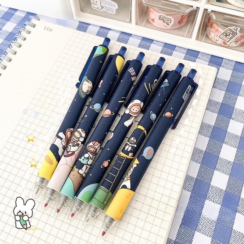 1Pc Random New Press Type Ballpoint Pens 0.5mm Cute Astronaut Writing Neutral Pen Student Gift Learning Office Supplies