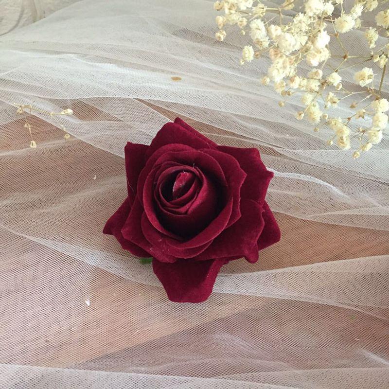 

Свадебные украшения для невесты Искусственный цветок Красная роза Бутоньерка Свадебные аксессуары Платье Ципао Брошь Ведущий Dark red about 7cm rose brooch hairpin dual use