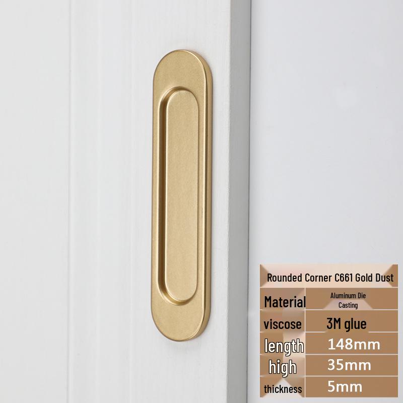 No-Drill Sliding Door Handle for Glass, Cabinet & Kitchen, Gold/Black/Gray Finish