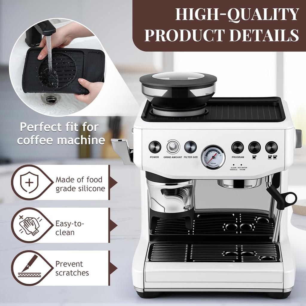 Espresso Machine Tamping Mat Accessories Compatible with Breville 870/880, Espresso Tamper Mat and Microfiber Cloths, Food Grade Silicone and Barista