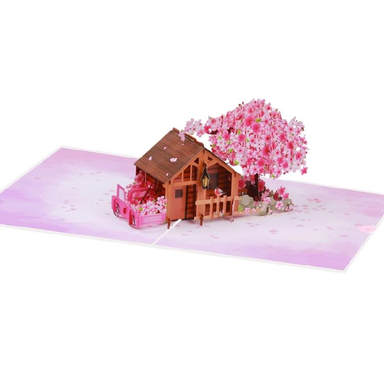 

Paper Carving Flower Tree Cottage Greeting Card Folding Birthday Greeting Card for Women Men Children Adult Valentines 1