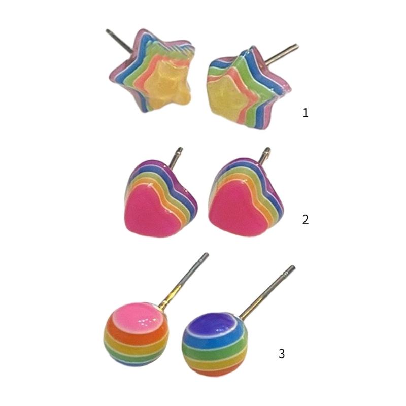 Playful Rainbow Ear Jewelry Studs Earrings Ear Studs 925 Silver Material Ear Pins Perfect Jewelry Gift for Woman Girls
