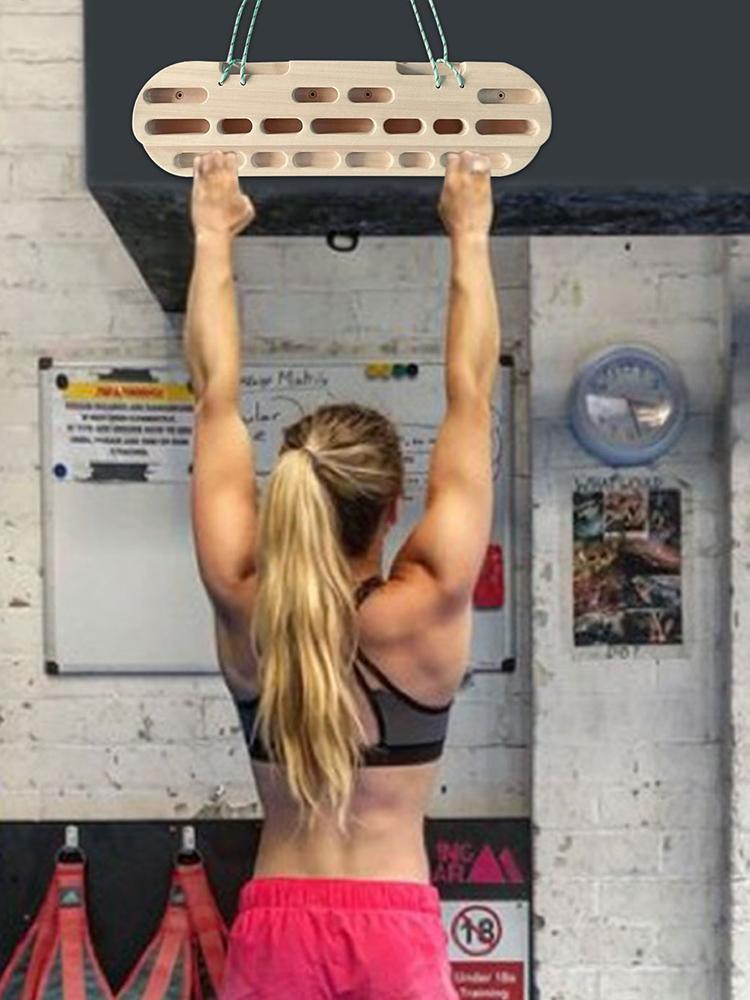 Climbing Rock Board Wooden Finger Grip Pull Up Climbing Hanging Board Grip Strengthener Forearm Exerciser Home Wall Board