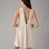 Women's Casual Sleeveless Dress Loose V Neck Backless Pleated Short Tank Sundress With Pockets