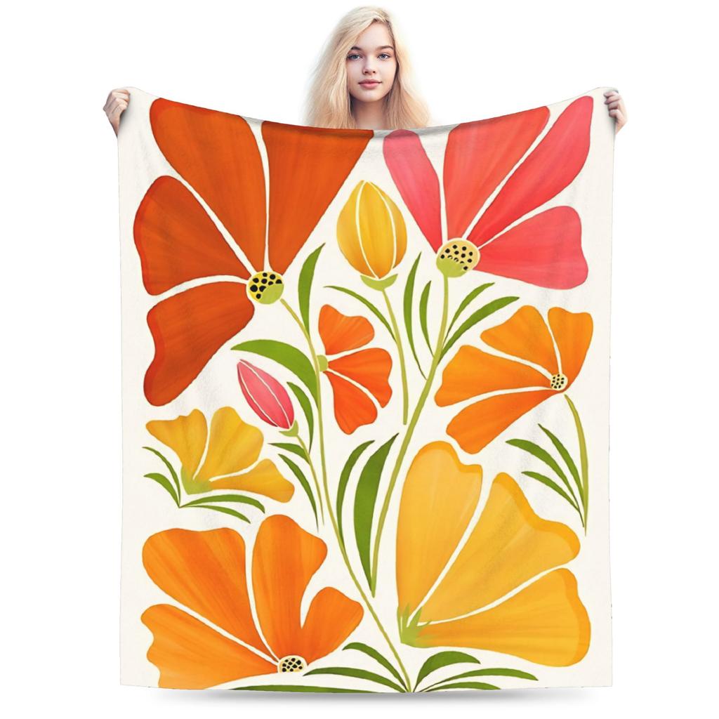 Warm Soft Blanket Girls Boys Decorative Flower Market Throw Blanket Flannel Bedspread For Outdoor Novelty Sofa Bed Cover