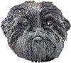 Affenpinscher, Affen, Affie - hundformad patch, broderad patch, unik dekoration för Art-Dog ryggsäck