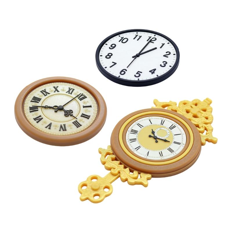 Portable Miniature Retro European Wall Clock For Dollhouses Use ABS Lightweight Design