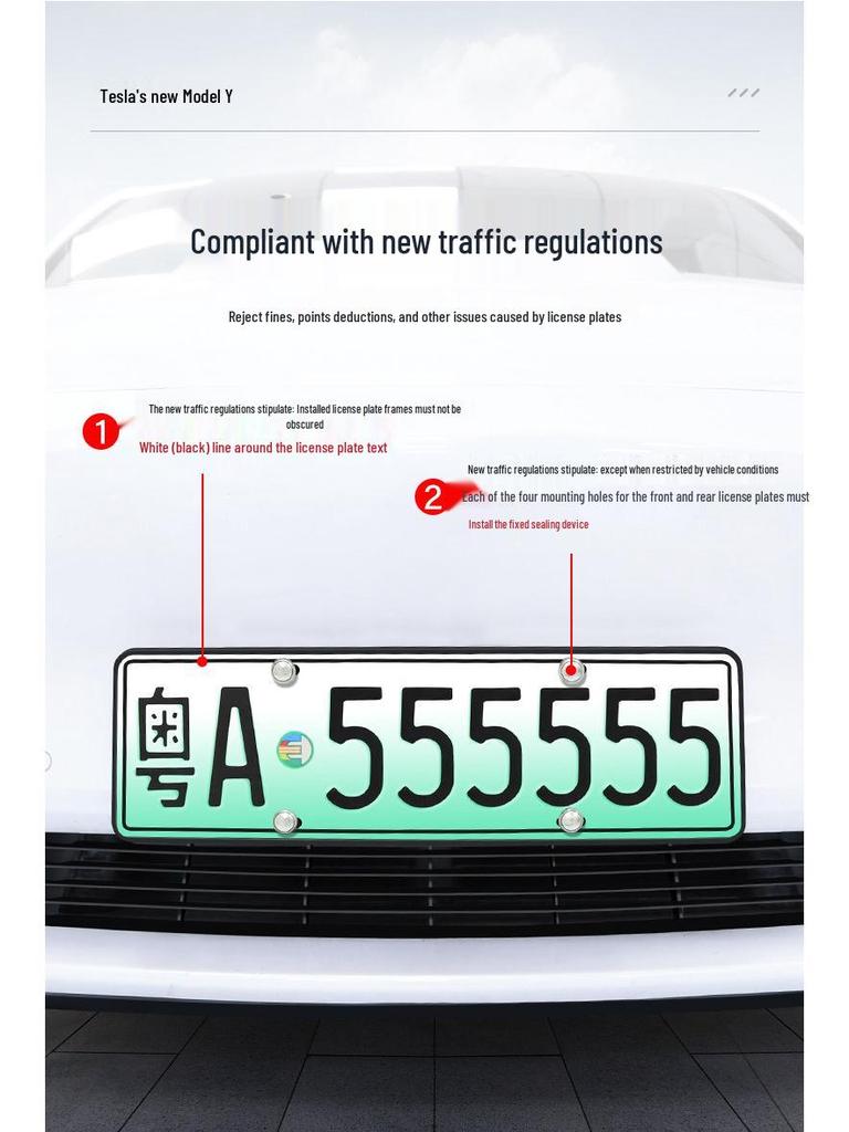Tesla Model Y/YL/3 License Plate Frame Protector & Decorative Cover