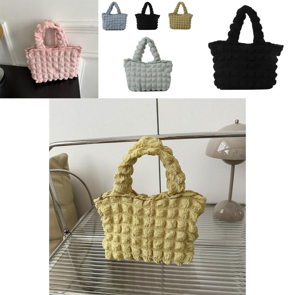 Chic Korean Style Cloud Bag For Girls Fashionable Checkered Handbag In Trendy Colors