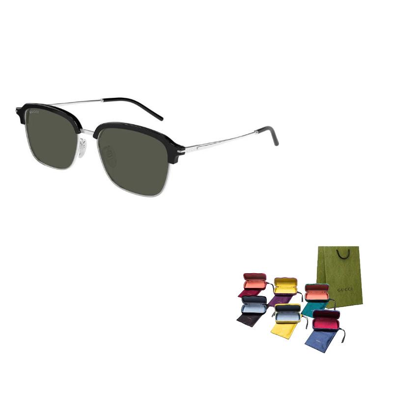 GUCCI Logo Detail Metallic Square Sunglasses Men's Silver