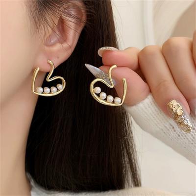 Fashion Love  Pearl  Ear Stud Earrings for Women Wedding Party Classic Jewelry Geometry Earrings