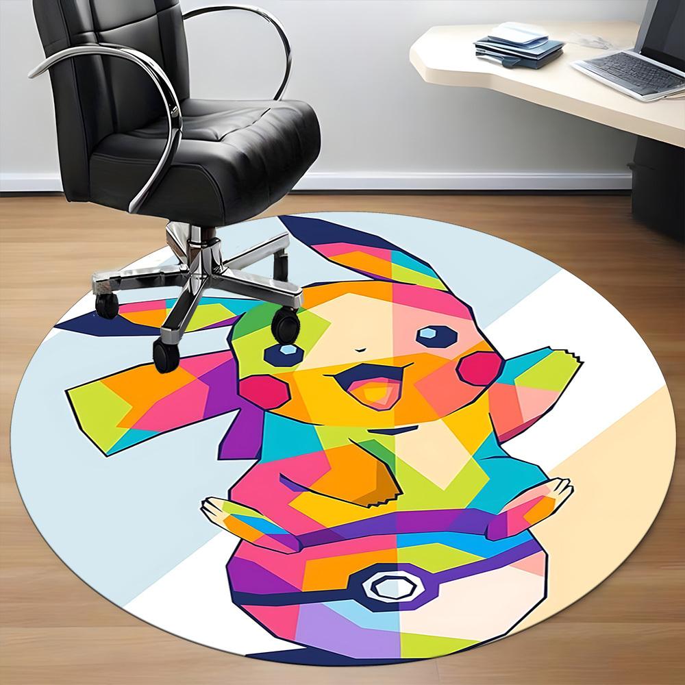 1pc Pikachu Office Round Area Rug, Under Office Chairs Bedroom Living Room Home Decor  a1022278