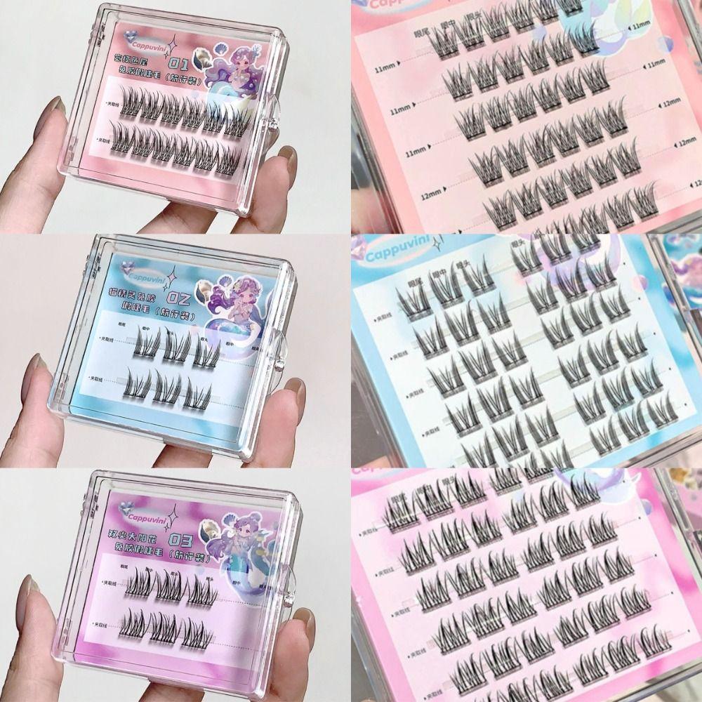Wispy Adhesive Fake Eyelashes Reusable Glue Free False Lashes Self-adhesive Lash Clusters  Makeup