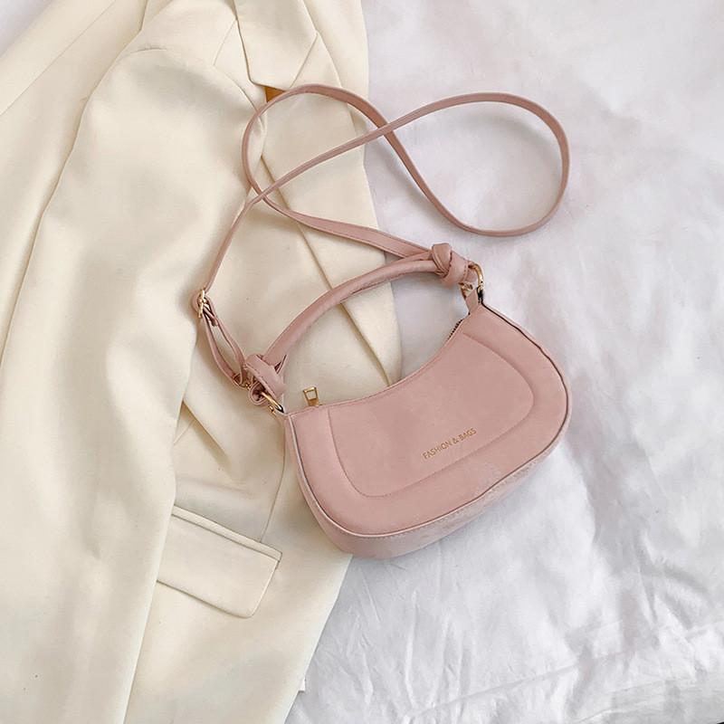 Chic Spring New Stylish Ins Shoulder Crossbody Bag Soft Pu Material In Black White Khaki Pink розовый