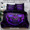 Soft and Comfortable 3pcs Purple Light Skull Pattern Quilt Cover Set - Bedroom, Guest Room and Dormitory Decor Bedding Set