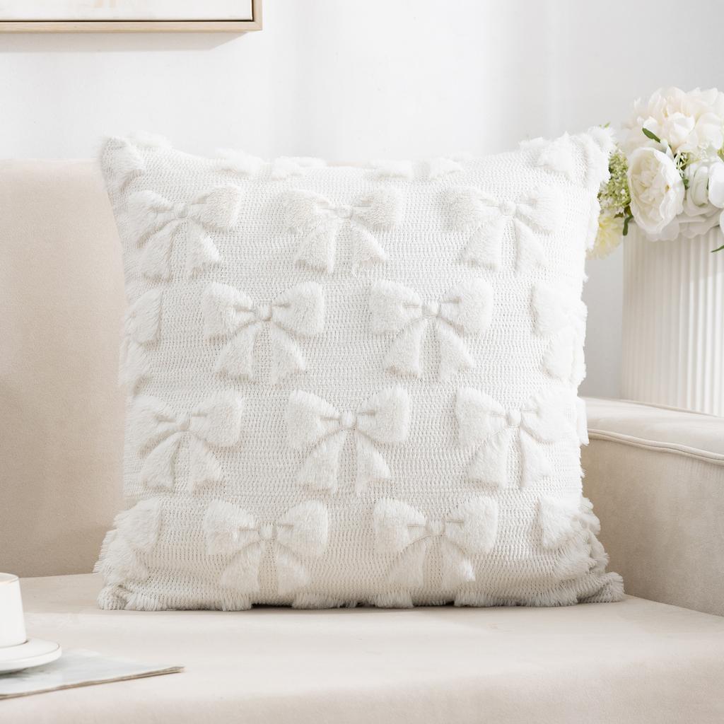 New Quilted Quilted Embroidered Pillow Case Rabbit Fur Sofa Pillow Core-free Bedside Pillow Office Backrest Cushion