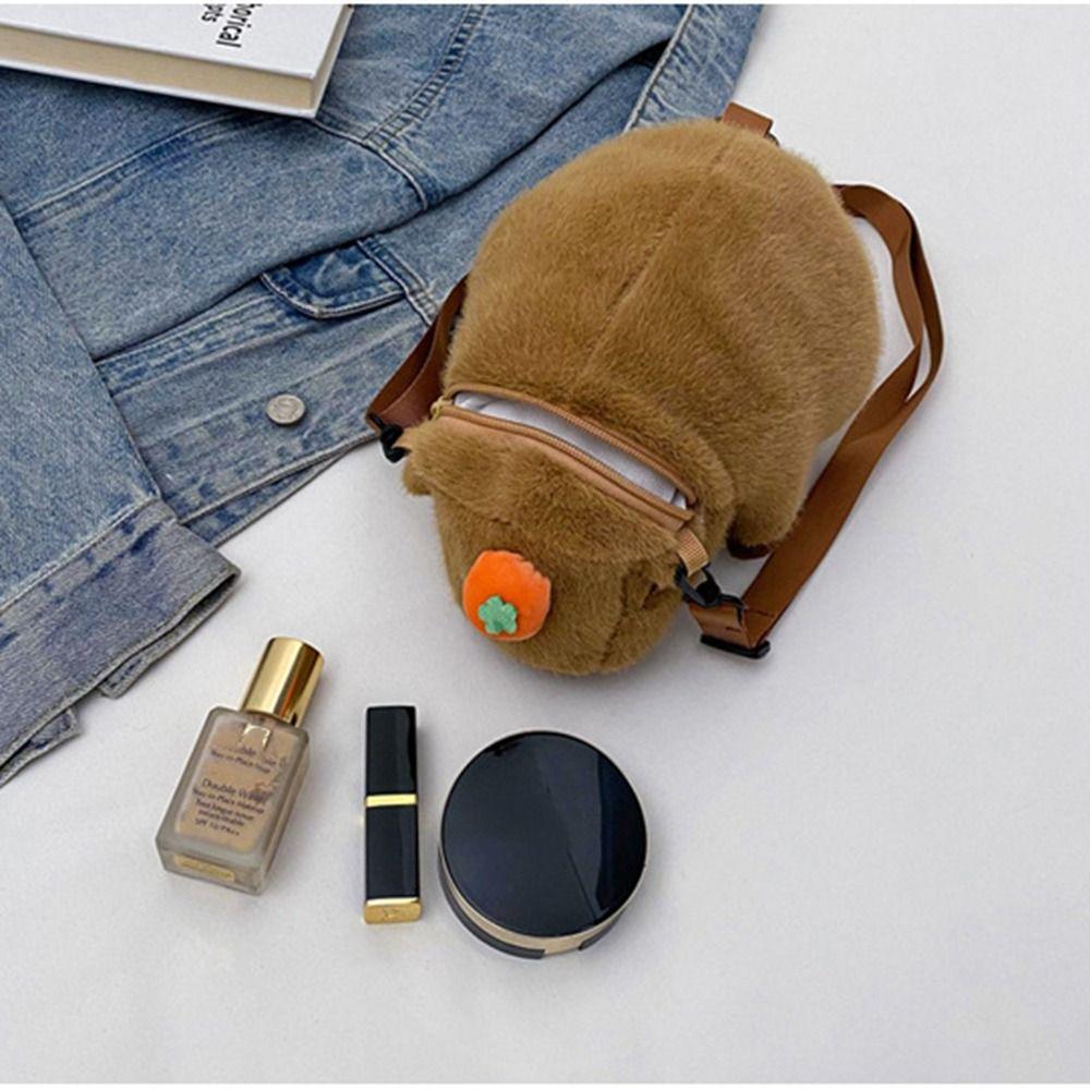 Cartoon Cartoon Backpack Capybara Students School Bag Portable Capybara Plush Backpack  Travel