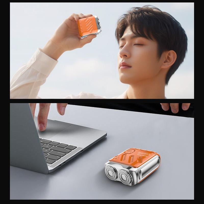 Mini Electric Shaver Dual Head Waterproof Type-C Rechargeable Shaver Travel Rotary Razor Men'S Portable Hair Beard Trimmer Tool