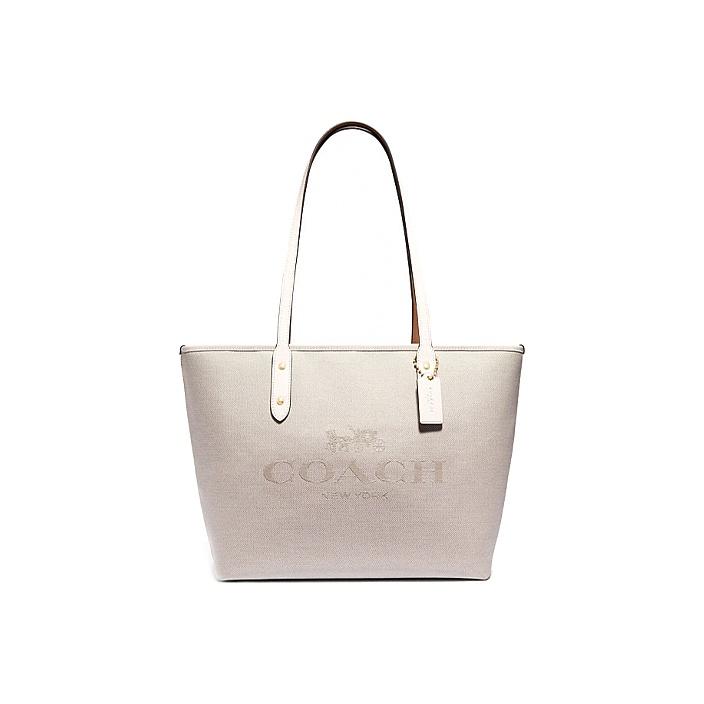 

Coach City Zip Tote 30 Horse And Carriage Pattern Jacquard Zipper Fabric With Leather Tote Bag Shopping Bag Handbag Shoulder Bag Women Tote C0671-GDHA Basic Set (Bag+Dust Bag)