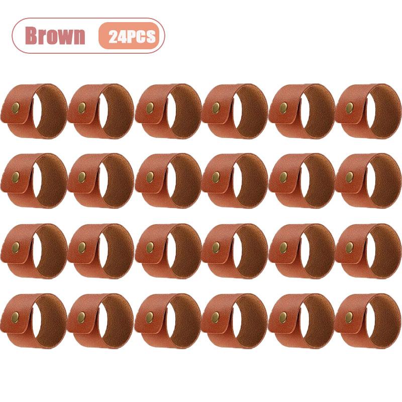 6-36PCS Vintage Leather Napkin Ring Harvest Thanksgiving Table Decorations for Farmhouse Wedding Banquet and Home Dining Room