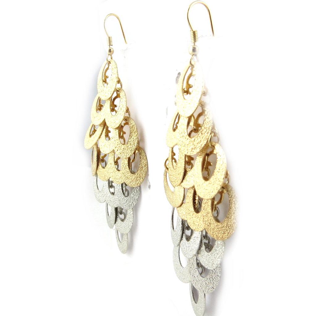 Les Trésors De Lily [N1168] - Silver-gold 'Choreography' Designer Loops (geometric)