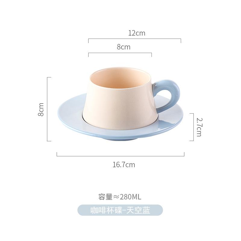 Creative Macaron-colored Ceramic Coffee Cup Saucer Set Exquisite Breakfast Bread Milk Cup Set Modern Ladies' Teacup Couple's Mug