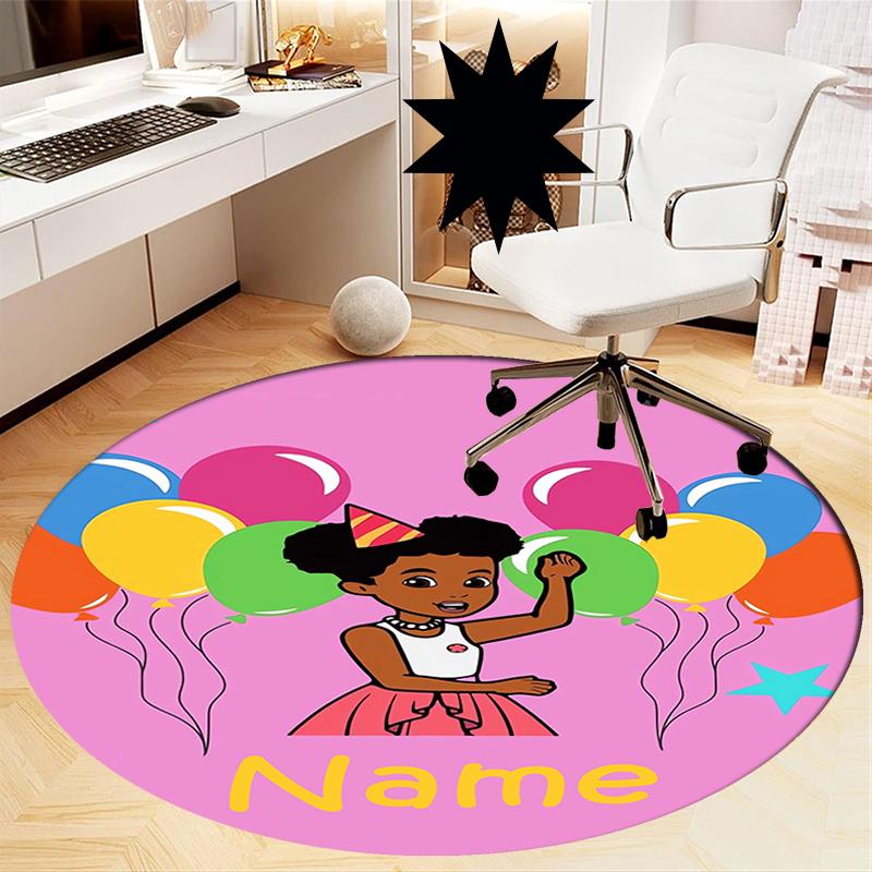 Custom Name Gracie's Corner Printed Round Rug Carpet Chair Rug Area Rug Entryway Doormats,for Office Chair Living Room Bedroom Kitchen Room.