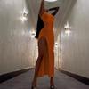 2025 Women's Fashion Round Neck Sleeveless Slim Fit Slit Midi Dress