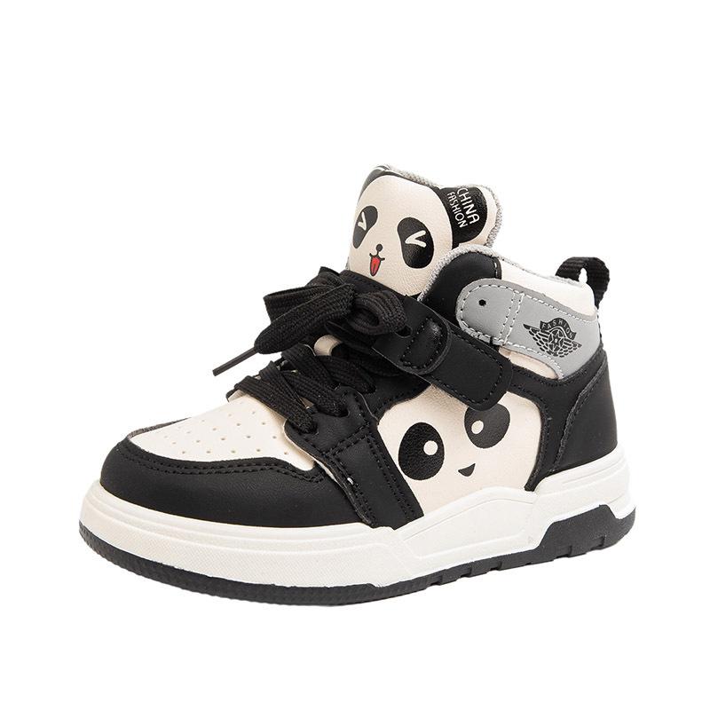 Girls' sports shoes 2025 autumn and winter new cartoon children's high-top board shoes middle-aged and older children's students fleece casual shoes