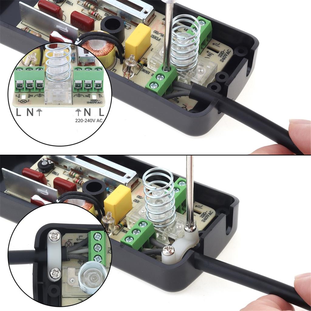 AA58 220V Fußdimmschalter Fußbetätigter LED-Dimmschalter Vollbereich Inline-Schieberegler für Stehleuchte / LED-Lampe