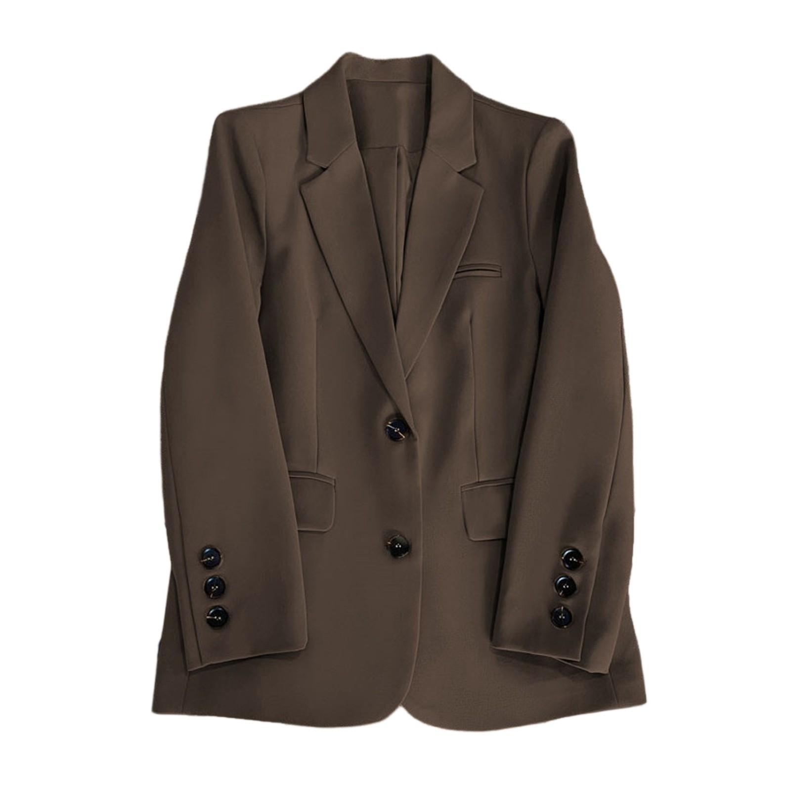 

Жіночі Модні Піджаки з Довгим Рукавом на Один Ґудзик Елегантні Жіночі Ділові Повсякденні Блейзери XL кавовий