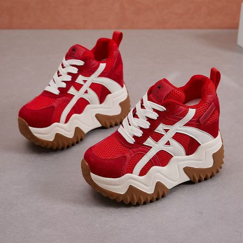 

Small man height increase dad shoes autumn new sports shoes platform training shoes casual shoes 35【foot length 22.5cm】 красный