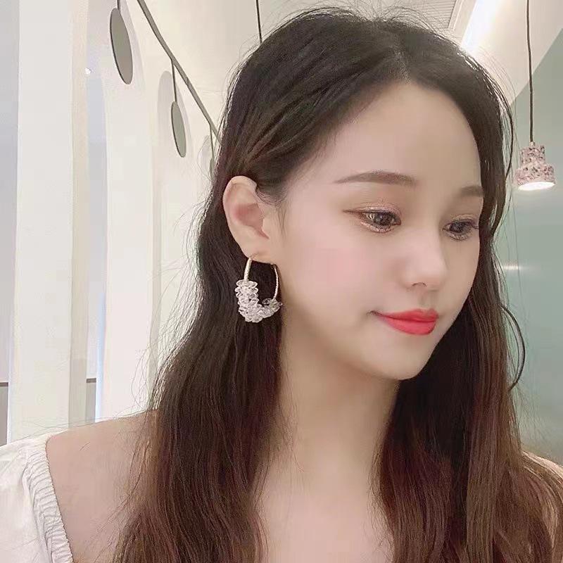 European & American Crystal Hoop Earrings: High-End, Versatile, Transparent, Exaggerated Personality Ear Hoops
