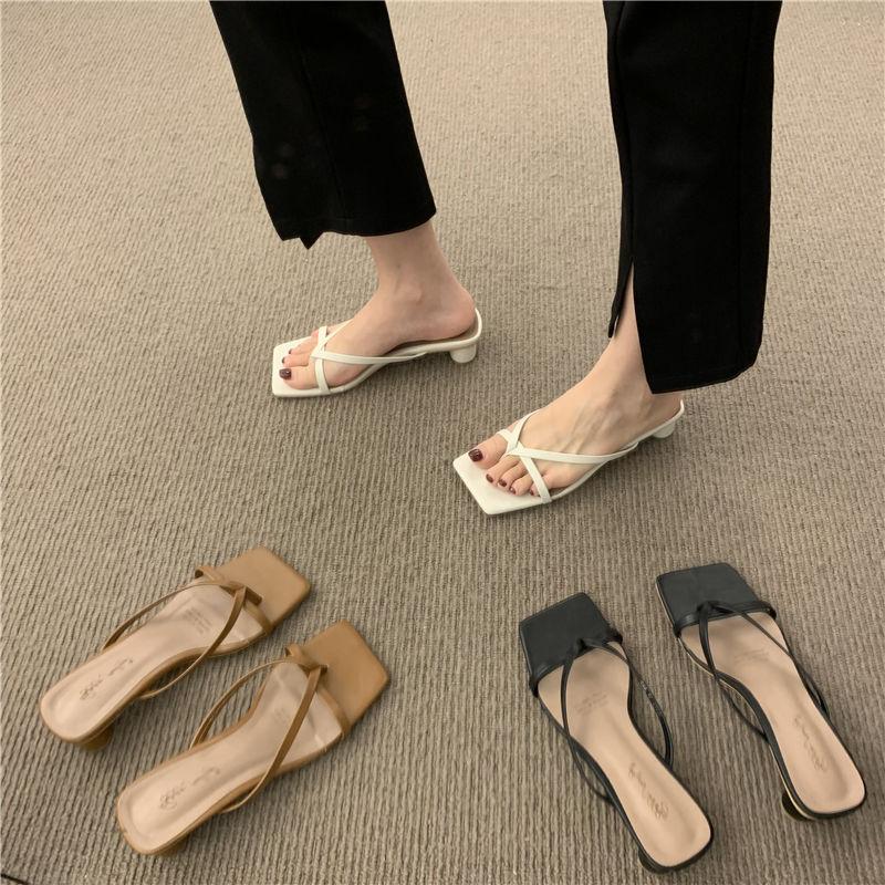 Dicke Ferse Zehen Sommer kühl Pantoffeln Feenschuhe 20255 neu einfach mittlerer Absatz mit Rock Ins trendige Sandalen