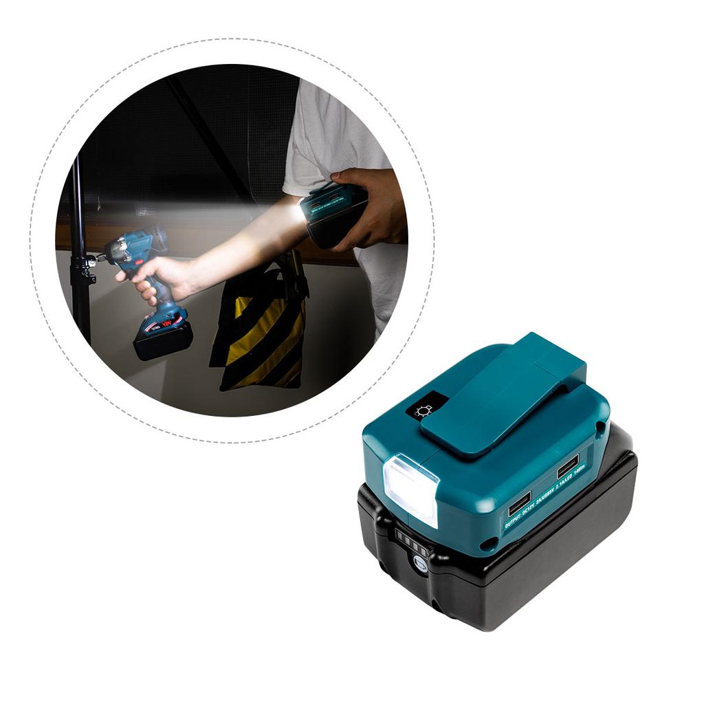 Adapter LED Working Light For Makita 14.4V/18V Li-on Battery BL1830 BL1430 Dual USB Converter with LED Lamp for Makita