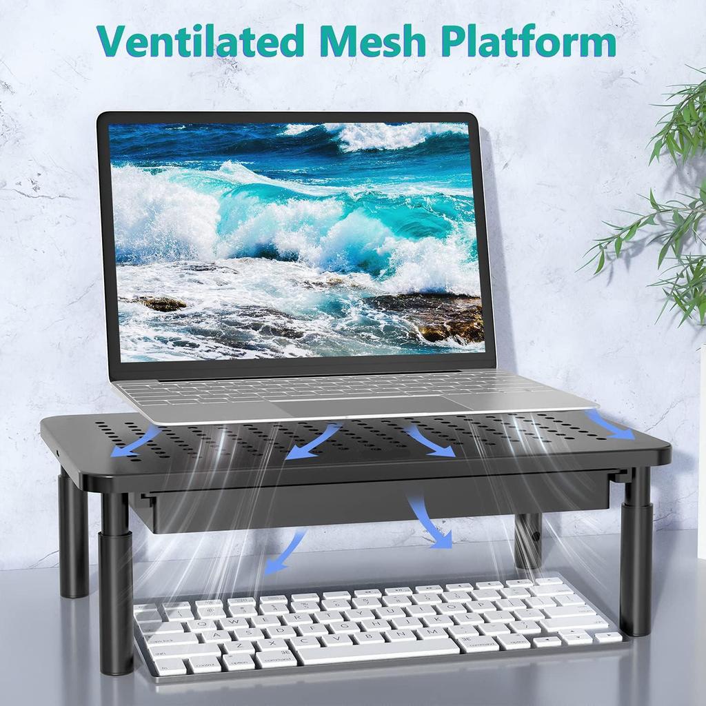Metal Monitor Riser with Storage Drawer