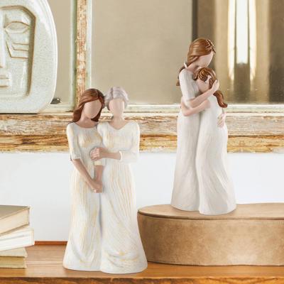 Mother Daughter Figurine Resin Hugging Mother And Daughter Statue Hand-Painted Sculpture for Home Decor Mother's Day Birthday Gifts