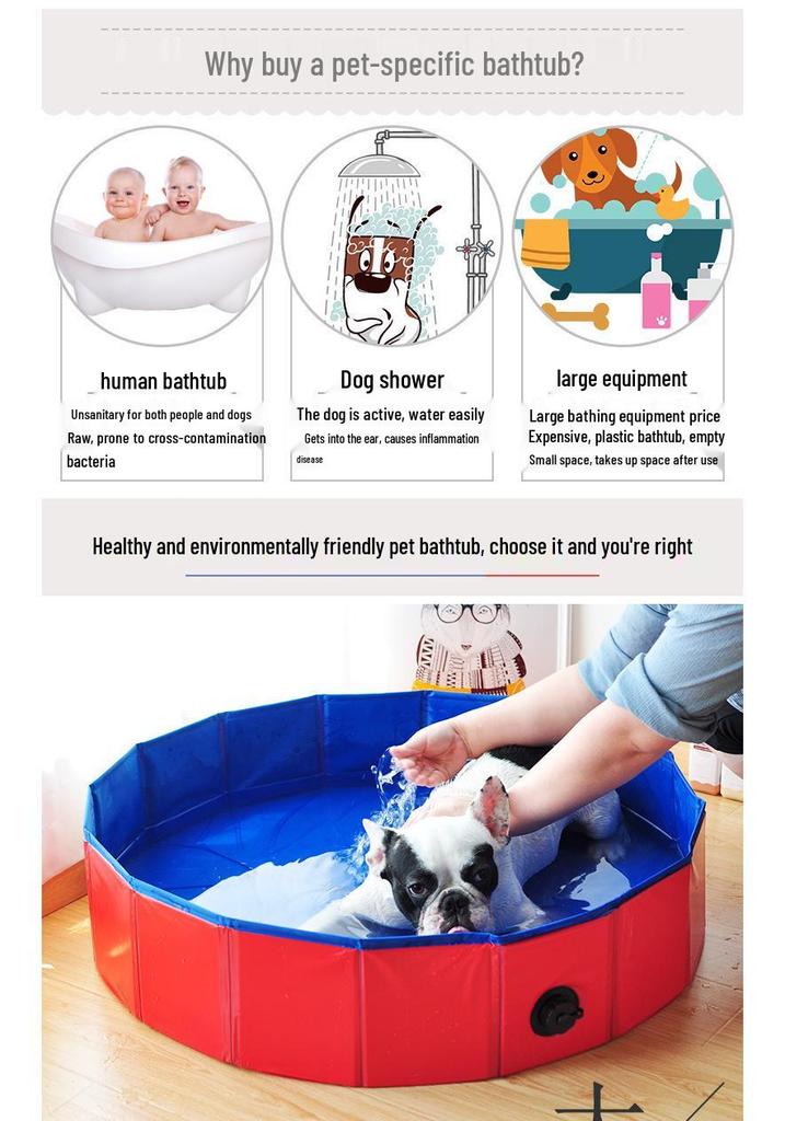 Foldable PVC Pet Swimming Pool - Portable Water Pool for Cats & Dogs