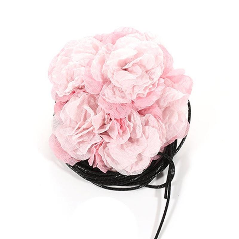 Тканевое Цветочное Ожерелье Ручной Работы Тканевый Цветок Поясная Цепочка Регулируемый Шнуровка Чокер Стиль Y2K Ожерелье Аксессуар Девочка 1