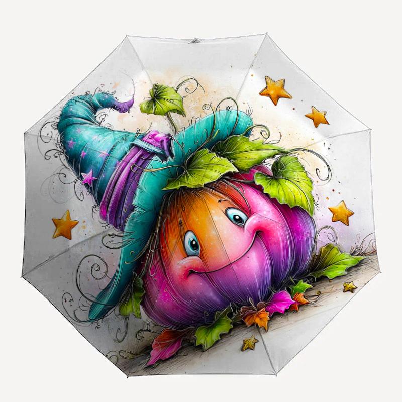

1pc pumpkin star Pattern Umbrella Design Automatic Opening and Closing Umbrella, High-quality Travel Umbrella, Lightweight and Portable, -1002125