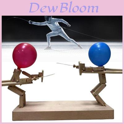 Handmade Wooden Fencing Puppets Colorful Toy Set With 100 Balloons For Kids Fun