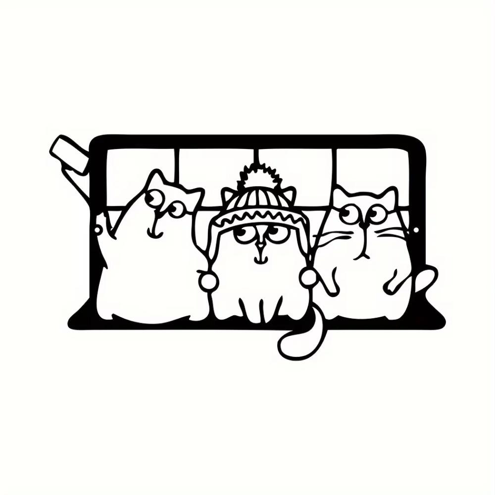 1 szt. Metalowa sztuka ścienna z kotem, duży znak z motywem kota Selfie, ozdoba do wystroju domu, idealny prezent dla miłośników kotów, wyjątkowa dekoracja kota