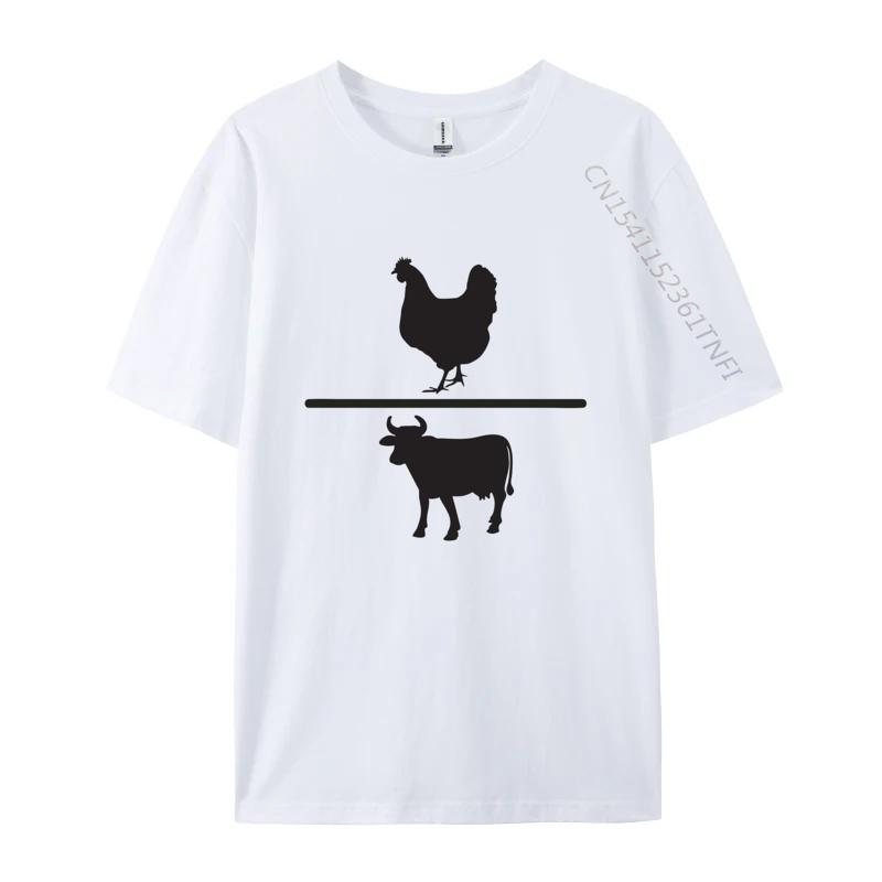 Vintage Chicken Vs Cow Tshirt Printed Tee Shirts Vintage High Quality New Tops Adult Clothing Oversize