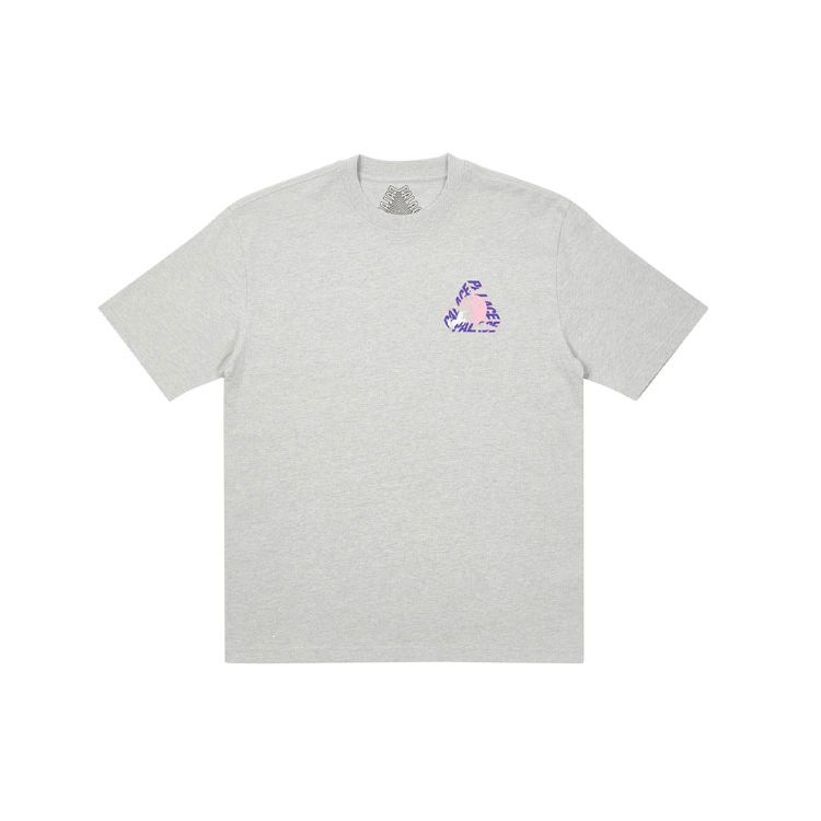 Palace FW21 Da One T-Shirt Grey Marl Triangle Cartoon Print Crew Neck Short Sleeve Unisex T-Shirts P21TS052